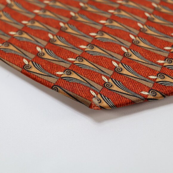 Valentino Cravatte Necktie Made in Italy 100% Silk Orange Geometric - Picture 3 of 5